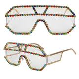 Trendy punk glasses one-piece rhinestones