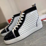 Louboutin-style red bottom shoes wintercl red bottom rivetsexport high-top sneakers tie back round toe cow suede casual shoes