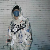 Mens Vintage T-Shirts Saint Michael Washing vintage Loose Hooded Sweater Hoodie