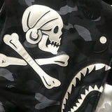 Shark Print Hoodie Black And White Stitched Camouflage Yin And Yang Skull Couples Coat Hoodie Sweater