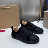 Louboutin-style red bottom shoes export europe station cl red bottom shoes electric embroidery low top high top men's shoes red bottom couple trendy rivets casualtie back