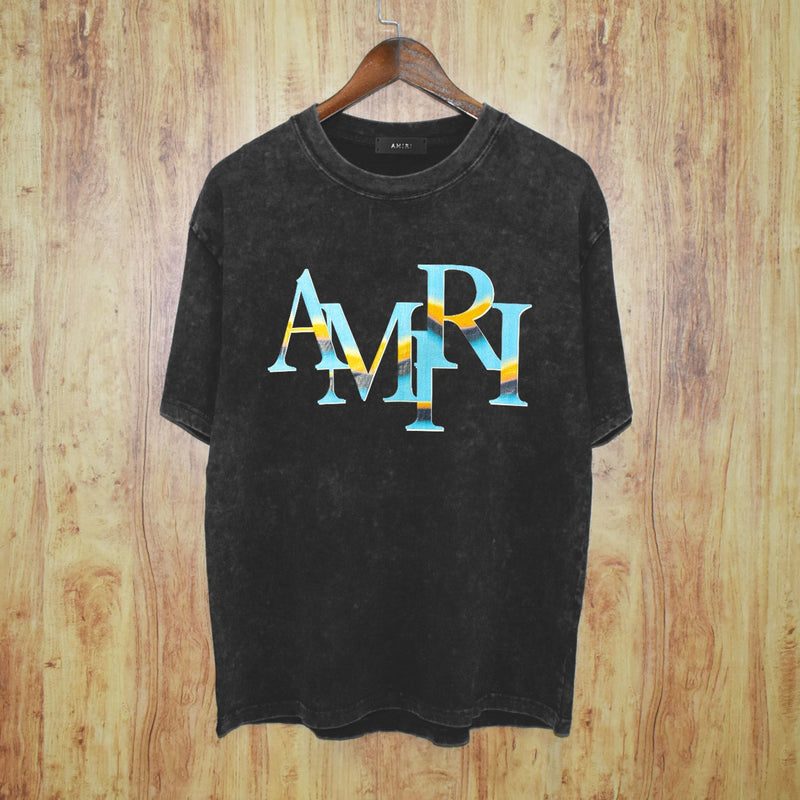 Amiri washed t-shirt gradientletterprinting short sleeve
