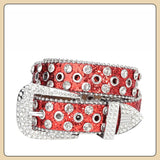 Hip-hop punk rhinestone belt with multiple air eyelet decoration