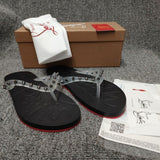 Louboutin-style red bottom shoes clmen women's rivet flip-flops fashionnon-slipoutwear beach shoes trendy slippers one piece