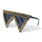 Trendy punk glasses metal chain triangle