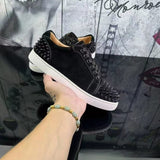 Louboutin-style red bottom shoes, popular european station cl red bottom shoes, electric embroidery style, low-top high-top men's shoes, red bottom couple, trendy rivets, casualtie back