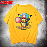 Men and Women Pokemon Pikachu T Shirt Y One Piece Qiao Ba Short Sleeve T-shirt