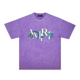 Amiri washed t-shirt letter dragon printing short sleeves