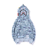 Shark Print Hoodie Color Pink Blue Green Camouflage Printed Hoodie Coat