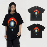 Vintage T-shirts Street Print Loose Front Shoulder Short Sleeve T-Shirt