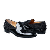 Louboutin-style red bottom shoes clautum rivets shiny tassel pointed leather shoes british style formal casual shoes plus size loafers men's shoes