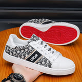 Louboutin-style red bottom shoes casual sneakers d full print color matching skateboard shoes abrasion resistantmen shoes red bottom fashioneasiest for match breathable canvas shoes