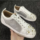 Louboutin-style red bottom shoes cl red bottom shoes european station export men's shoes rivet sneakers trendyflats breathable willow couple style