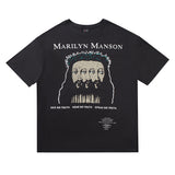 Marilyn Manson T Shirt Distressed Oversize Vintage Pure Cotton Couple Short Sleeve T-shirt