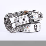 Hip-hop punk rhinestone belt y2k skull