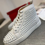 Louboutin-style red bottom shoes european clexport red bottom shoes black velvet studs high-top rivet shoes diamond shoes trendyeasiest for match sneakers