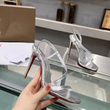 Louboutin-style red bottom shoes ballet shoes dance shoes european station cl french one-word celebrity elegant rhinestone sexy red bottom export high heels