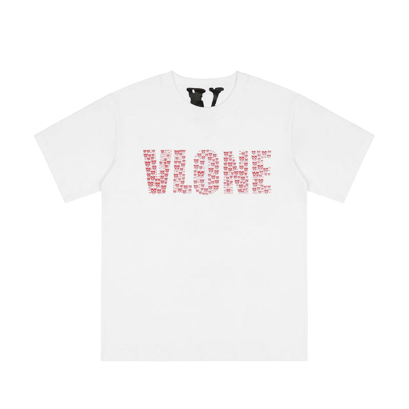 Vlone T Shirts Skull Large V Printed Short Sleeve T-shirt Men and Women Couple High Street Loose Half Sleeve