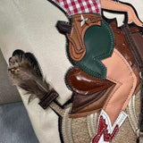 Chh Chrome Heart Leather Bag Embroidered Cartoon Tote Bag