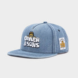 Trendy flat brimmed hat cowboy cartoon cat adjustable