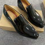Louboutin-style red bottom shoes spring and summer аcl red bottom gentleman leather shoes men's genuine leather patent leather british style casual youth breathable large size business