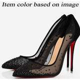 Louboutin-style red bottom shoes high version clbest sellingfrench one-strap sandals socialite elegant rhinestone sexy red bottom high heels open toe high heels