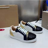 Louboutin-style red bottom shoes, popular european station cl red bottom shoes, electric embroidery style, low-top high-top men's shoes, red bottom couple, trendy rivets, casualtie back