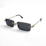 Trendy punk glasses rimless rectangular diamond
