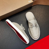Louboutin-style red bottom shoes: original standard original box top version cl handmade genuine leather shoes mencasual shoes slip-on beanie shoes red bottom loafers