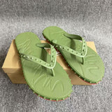 Louboutin-style red bottom shoes european station cl men's shoes red bottom rivets non-slipflats flat heel flip-flops beach flip-flops outdoor casualcouple