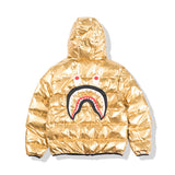 Shark Print Coat Shark Head Thickened Youth Casual Loose Yellow Cotton-Padded Jacket