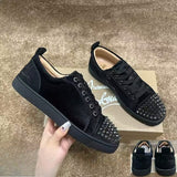 Louboutin-style red bottom shoes export europe station cl red bottom shoes electric embroidery low top high top men's shoes red bottom couple trendy rivets casualtie back