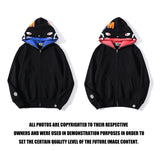 Shark Print Jacket Autumn And Winter Solid Color Blue Pink Double Hood Sweater Men And Women Zipper Fleece Padded Coat