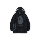 Shark Print Hoodie Reflective Sweater Teen Hooded Coat