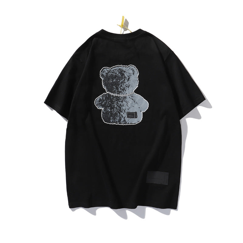 We11 Done T Shirts Teddy Bear Reflective Necklace Short Sleeve T-shirt for Men and Women