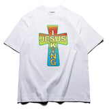 Jesus Is King T Shirt Bronzing Printed Loose Shoulder Short Sleeve