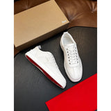 Louboutin-style red bottom shoes men's genuine leather patchwork sneakers cl rivet decoration trendy low-top casual shoes multi-color exporttie back sneakers