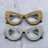 Trendy punk glasses cat eye diamond sunglasses uv protection