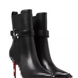 Louboutin-style red bottom shoes export red bottom women's high heels cl stiletto pointed toe short boots black short boots fashion slimming look women's shoes