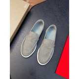 Louboutin-style red bottom shoes cl red bottom genuine leather loafers men business casual slip-on shoes easiest for matchplaid slip-on men's shoes