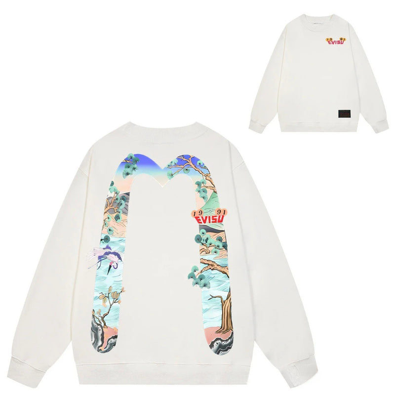 Evisu Sweatshirts Loose Casual Unisex Sweatshirts