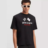 Palm Angels T Shirts Racing Flag Letter Print Short Sleeve T-Shirt