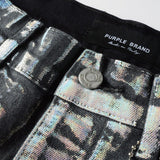 Purple Brand Denim Shorts Silver Coated Personality