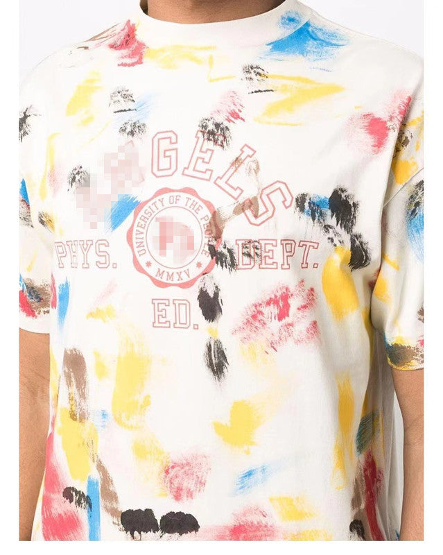 Palm Angels T Shirts Palm Angels Splash Ink Letter Print Short-Sleeve T-shirt