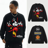 Vintage Hoodie American Vintage Print Crew Neck Hooded Sweater Loose