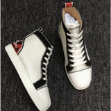 Louboutin-style red bottom shoes european station rivets cl red bottom shoes black velvet nails suede high-top hot diamond shoes fashiontrendyeasiest for match sneakers pure original