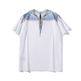 Marcelo Burlon T Shirt MB Gray and Blue Contrast Color Wings Pattern Same Style for Men and Women