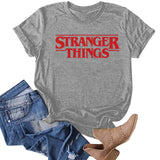 Stranger Things T Shirt Top round Neck Letter Print plus Size Cotton T-shirt