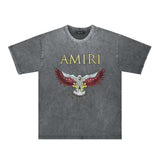 Amiri Washed Distressed T Shirt Printed Trendy Pure Cotton