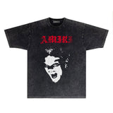 Amiri Washed Distressed T Shirt Printed Trendy Pure Cotton